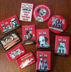 Disney Store 101 Dalmatians 11 Button Collection 1996 Classic/Live Action VTG L2